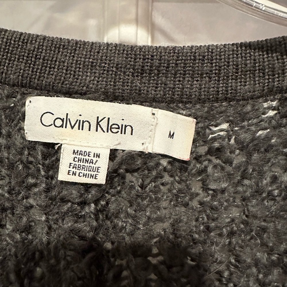Calvin Klein Boho Open Front Grey Chunky Knit Bat… - image 2